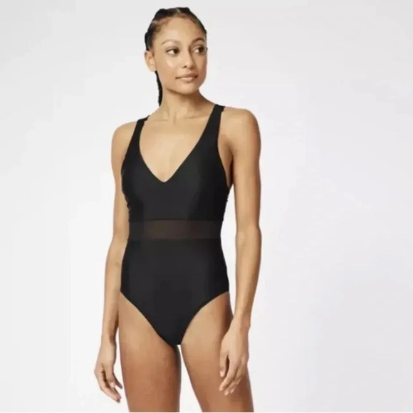 Sweaty Betty Lido Mesh One Piece Black Swimsuit Womens Size Small - Picture 1 of 11